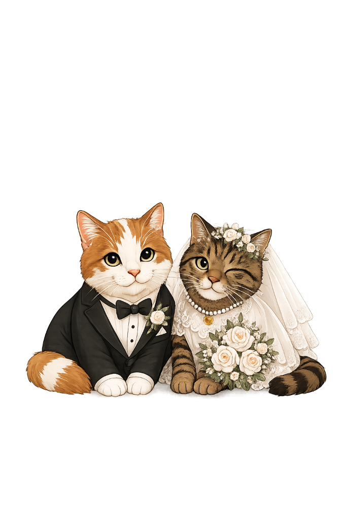 Bruidegom en Bruid Katjes Illustratie